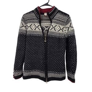 DALE OF NORWAY MEDIUM NEW WOOL FAIR ISLE ZIP UP LONG SLEEVE SWEATER
